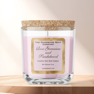 Adesivo Quadrado Pink and Gold Foil Candle Label