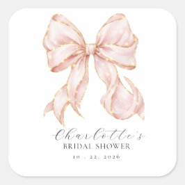 Adesivo Quadrado Pink Bow Bridal Shower