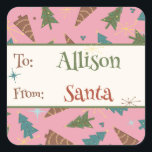 Adesivo Quadrado Pink Christmas Gift Sticker from Papais noeis<br><div class="desc">É hora de ser Feliz! Temos todos os artigos de papel, sacos de presentes, papel de enrolar e decoração de feriado para os Natais vintages de tendências deste ano com um pequeno giro retrorreflector! Temos Astro Stars e Quirky Font em todas as nossas colônias de Natal, Mesas e suprimentos de...</div>