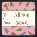 Adesivo Quadrado Pink Christmas Gift Sticker from Papais noeis<br><div class="desc">É hora de ser Feliz! Temos todos os artigos de papel, sacos de presentes, papel de enrolar e decoração de feriado para os Natais vintages de tendências deste ano com um pequeno giro retrorreflector! Temos Astro Stars e Quirky Font em todas as nossas colônias de Natal, Mesas e suprimentos de...</div>