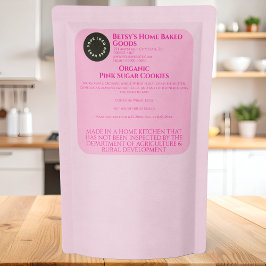 Adesivo Quadrado Pink Cottage Food Product Label with Logo