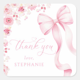 Adesivo Quadrado Pink Floral Baby Shower Stickers