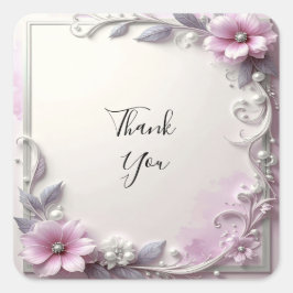 Adesivo Quadrado Pink Floral Frame Sticker