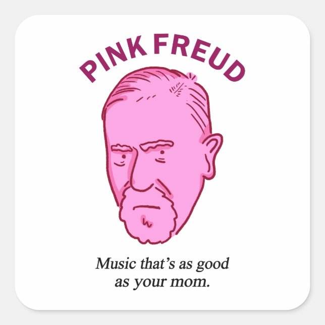 Adesivo Quadrado Pink Freud Funny Music Psychology Pun Sticker (Frente)