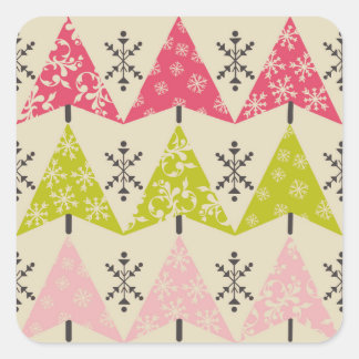 Adesivo Quadrado Pink & green Christmas trees