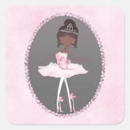 Adesivo Quadrado Pink Grey Couture Balé Étnico Festa de Aniversário