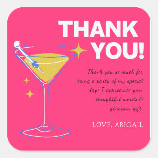 Adesivo Quadrado Pink Minimalist 30th Birthday Thank You Cards   