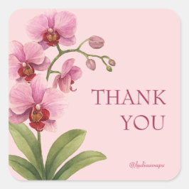Adesivo Quadrado Pink Orchid Square Business Thank You Sticker