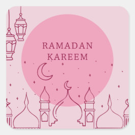 Adesivo Quadrado Pink Ramadan Kareem, de férias, Sticker