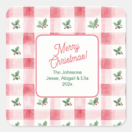 Adesivo Quadrado Pink Red Green Retro Patterno Natal
