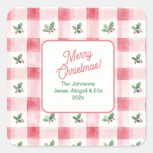 Adesivo Quadrado Pink Red Green Retro Patterno Natal