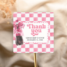 Adesivo Quadrado Pink She's Ready to Pop Baby Shower