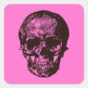 Adesivo Quadrado Pink Skull