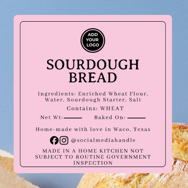 Adesivo Quadrado Pink Sourdough Ingredient Cottage Law Sticker (Criador carregado)