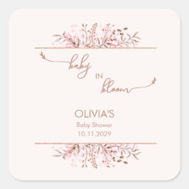 Adesivo Quadrado Pink Wildflower Baby in Bloom