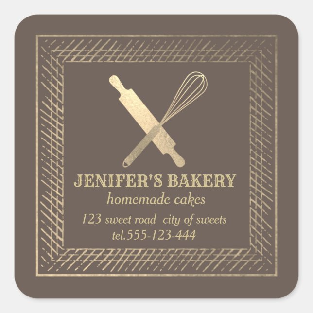 Adesivo Quadrado Pino de ouro profissional, couve-cozinheira (Frente)