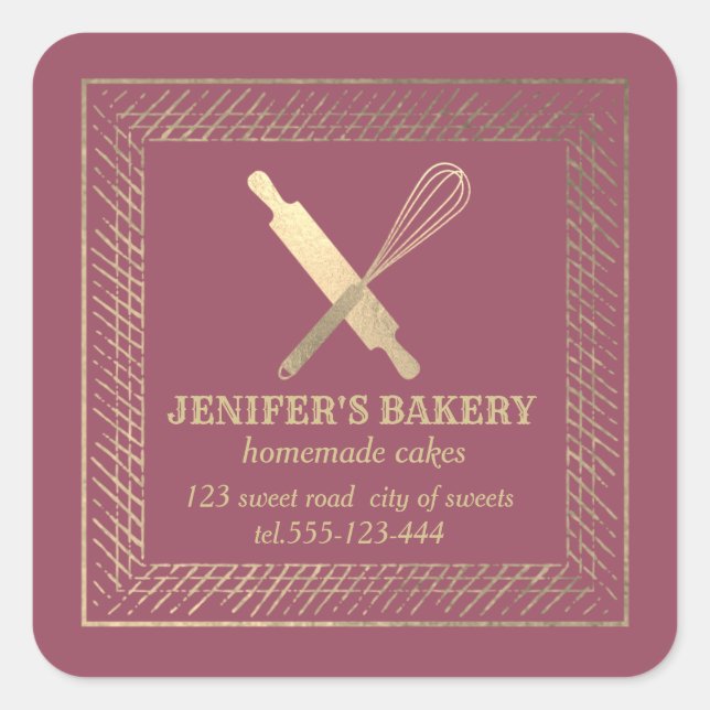 Adesivo Quadrado Pino de ouro profissional, couve-cozinheira (Frente)