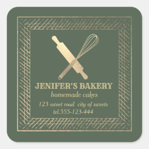 Adesivo Quadrado Pino de ouro profissional, couve-cozinheira