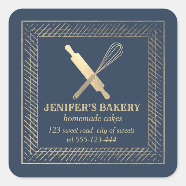 Adesivo Quadrado Pino de ouro profissional, couve-cozinheira (Frente)