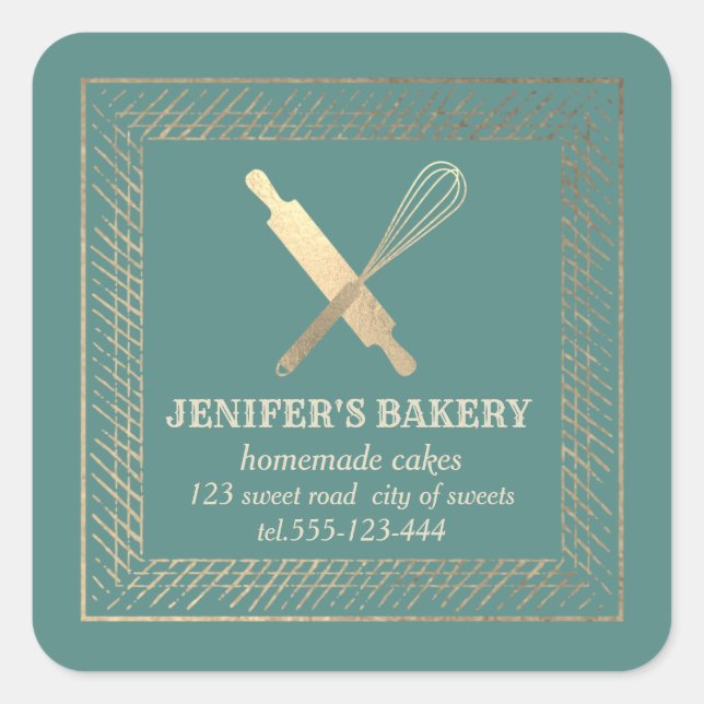 Adesivo Quadrado Pino de ouro profissional uísque chef padaria sq (Frente)