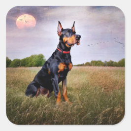 Adesivo Quadrado Pinscher Dobermann