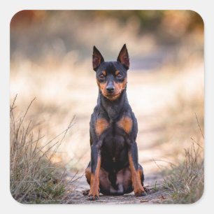 Adesivo Quadrado Pinscher Miniatura Sentado