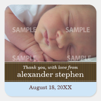 Adesivo Quadrado Pinstripe Ribbon Baby Message Sticker