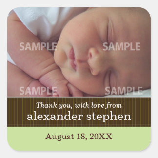 Adesivo Quadrado Pinstripe Ribbon Baby Message Sticker