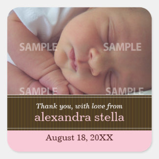 Adesivo Quadrado Pinstripe Ribbon Baby Message Sticker