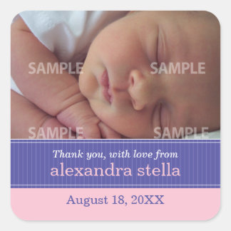 Adesivo Quadrado Pinstripe Ribbon Baby Message Sticker