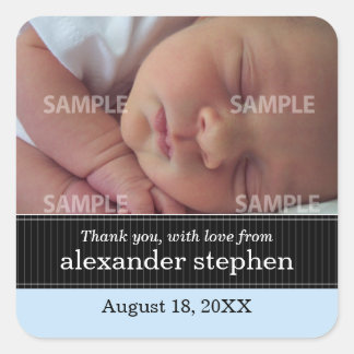 Adesivo Quadrado Pinstripe Ribbon Baby Message Sticker