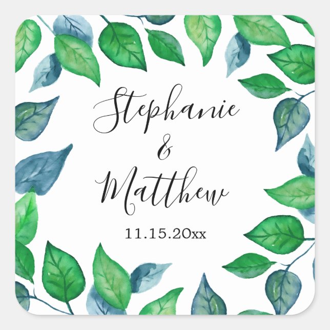 Adesivo Quadrado Pintado Folhagem de Folhagem de Folhagem Cura Casa (Frente)