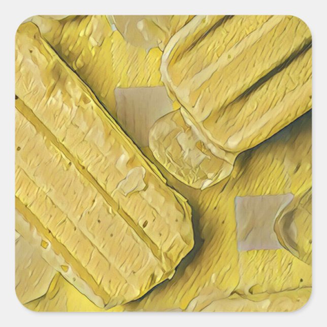 Adesivo Quadrado Pintel de cone de sorvete amarelo (Frente)