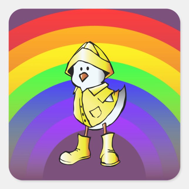 Adesivo Quadrado pintinho arco-íris (Frente)