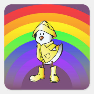 Adesivo Quadrado pintinho arco-íris