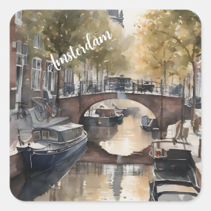 Adesivo Quadrado Pintor aquoso de Amsterdã