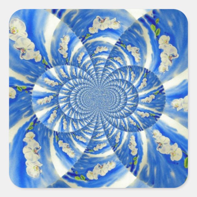 Adesivo Quadrado Pintor branco de orquídea elegante (Frente)