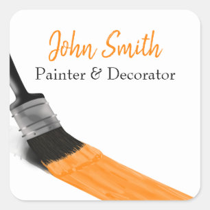 Adesivo Quadrado Pintor Service Company Brush Orange