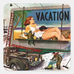 Adesivo Quadrado Pintores de outdoor em inverno por Stevan Dohanos