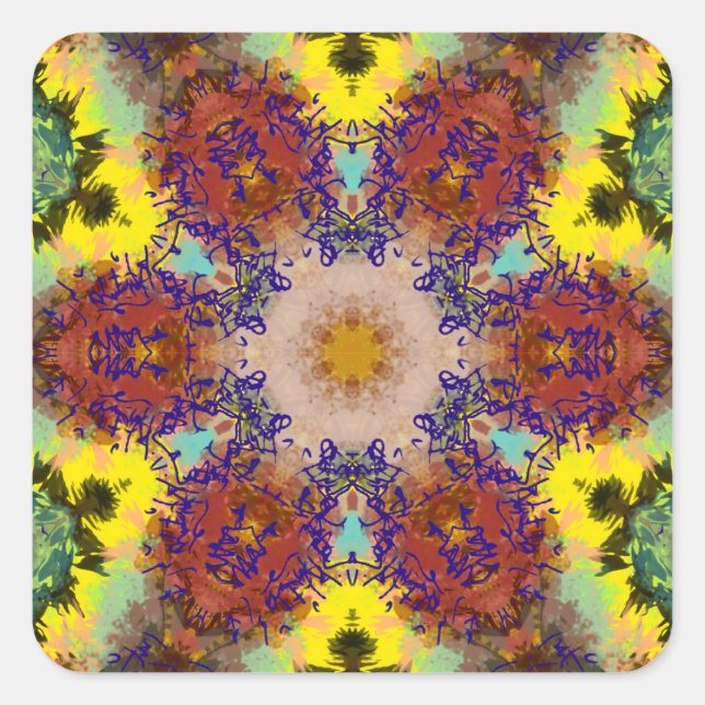 Adesivo Quadrado pintura a aquarela Harmonia cromática de pássaro (Frente)