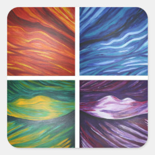 Adesivo Quadrado Pintura abstrata acylic dos elementos
