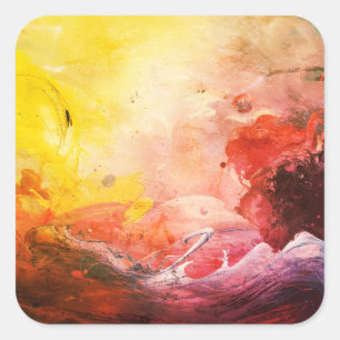 Adesivo Quadrado Pintura Abstrata do Universo Cósmico Cores Ígneas