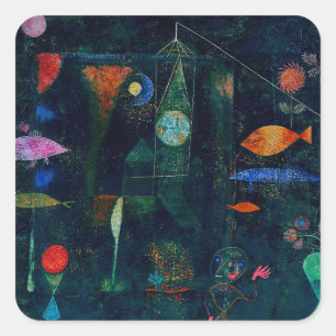 Adesivo Quadrado Pintura Abstrata Magia dos Peixes de Paul Klee Art