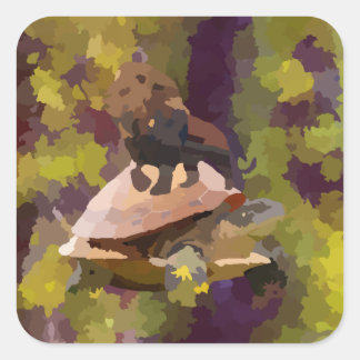 Adesivo Quadrado pintura aquosa de leão com casca de tartaruga