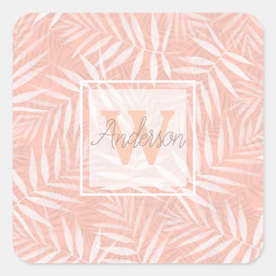 Adesivo Quadrado Pintura branca tropical elegante das folhas de