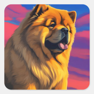 Adesivo Quadrado Pintura Chow Chow