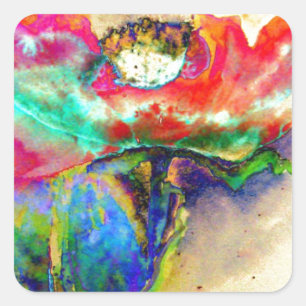 Adesivo Quadrado Pintura Colorida de Papoila