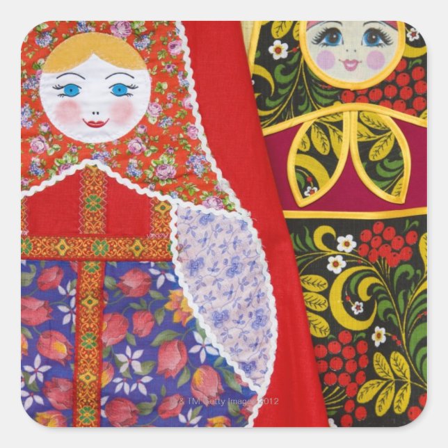 Adesivo Quadrado Pintura da boneca russa Matryoshka (Frente)