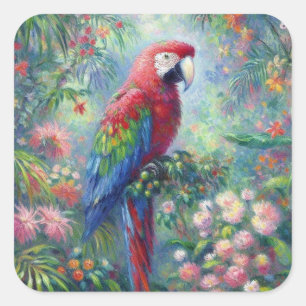 Adesivo Quadrado Pintura da Impressionância Floral da Selva de Páss