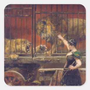 Adesivo Quadrado Pintura da Lioness Ciuosa Paul Friedrich Meyerheim